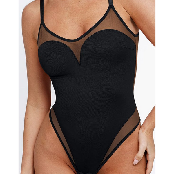 SHEER MESH BODYSUIT BLACK